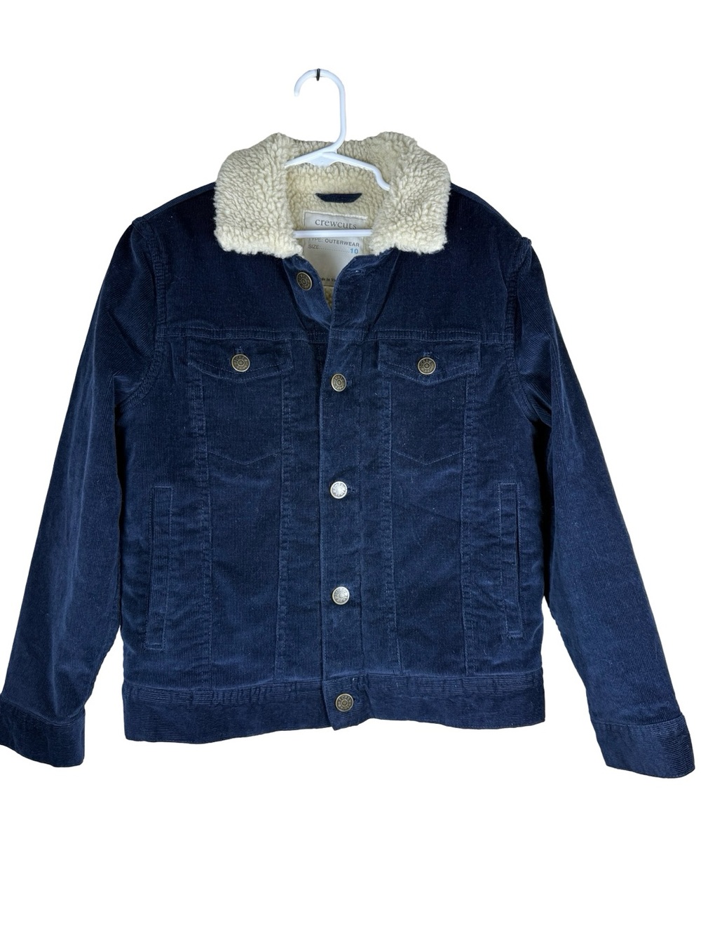 Crewcuts J.Crew Sherpa Lined Blue Corduroy Classic Trucker Jacket Sz 10